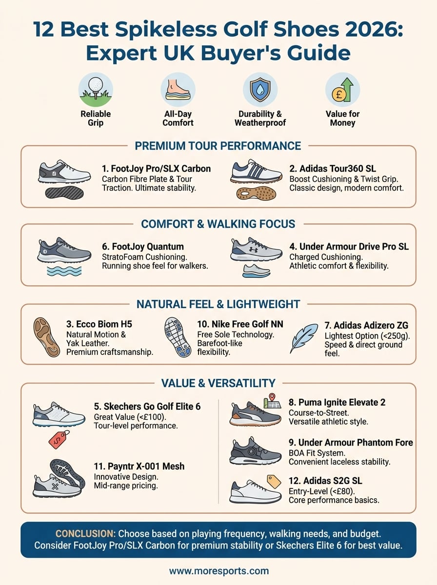 best spikeless golf shoes infographic