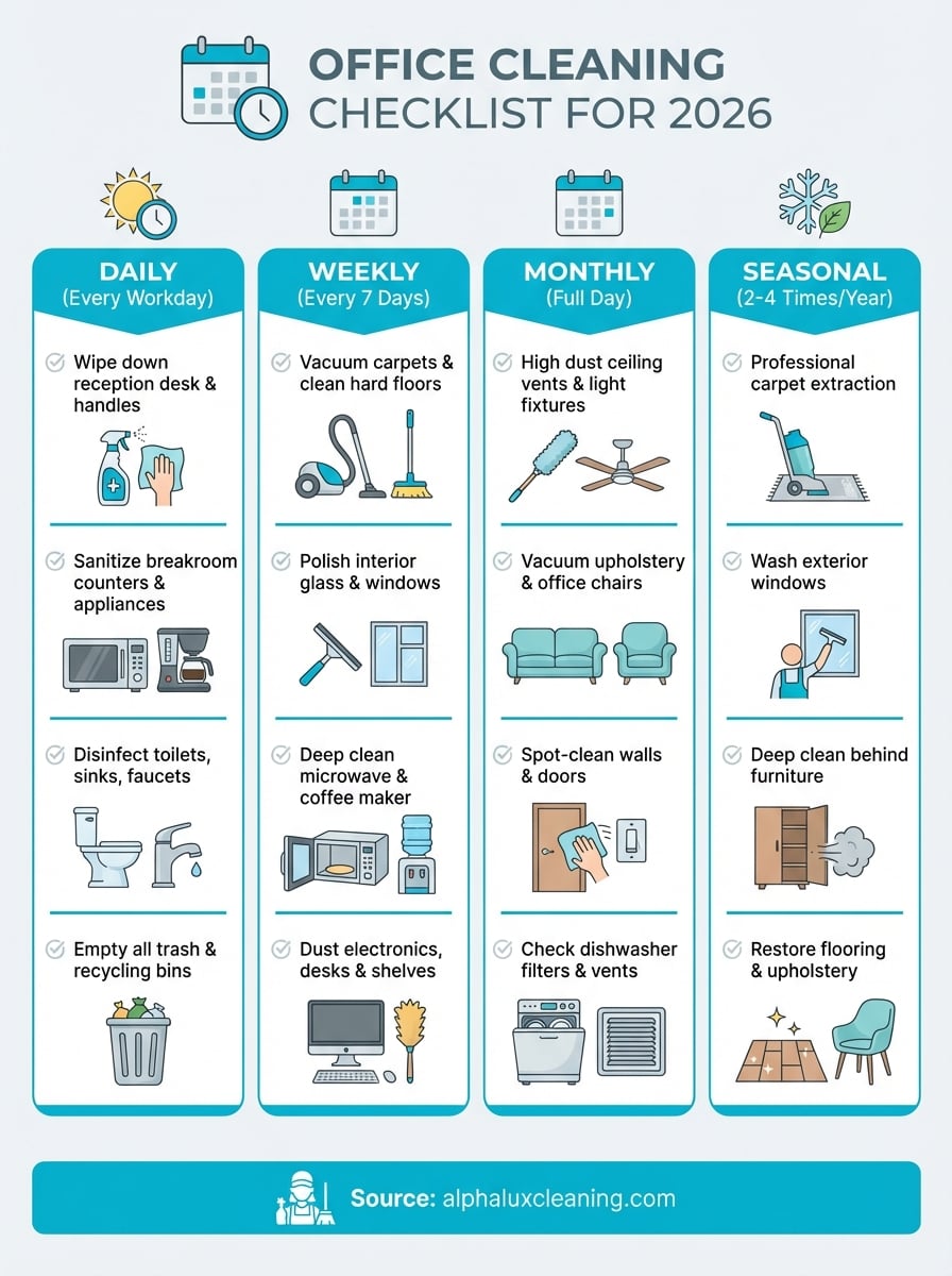 office cleaning checklist infographic