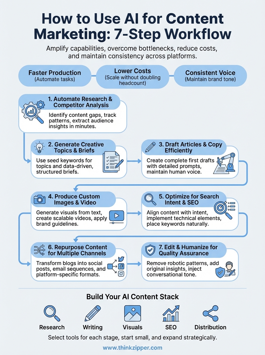how to use ai for content marketing infographic