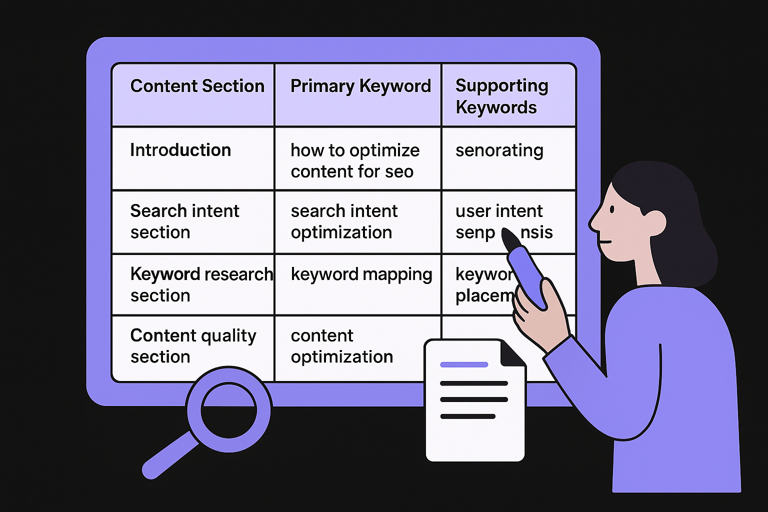 Map keywords to specific sections