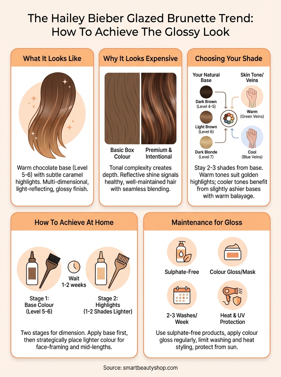 hailey bieber brunette trend infographic