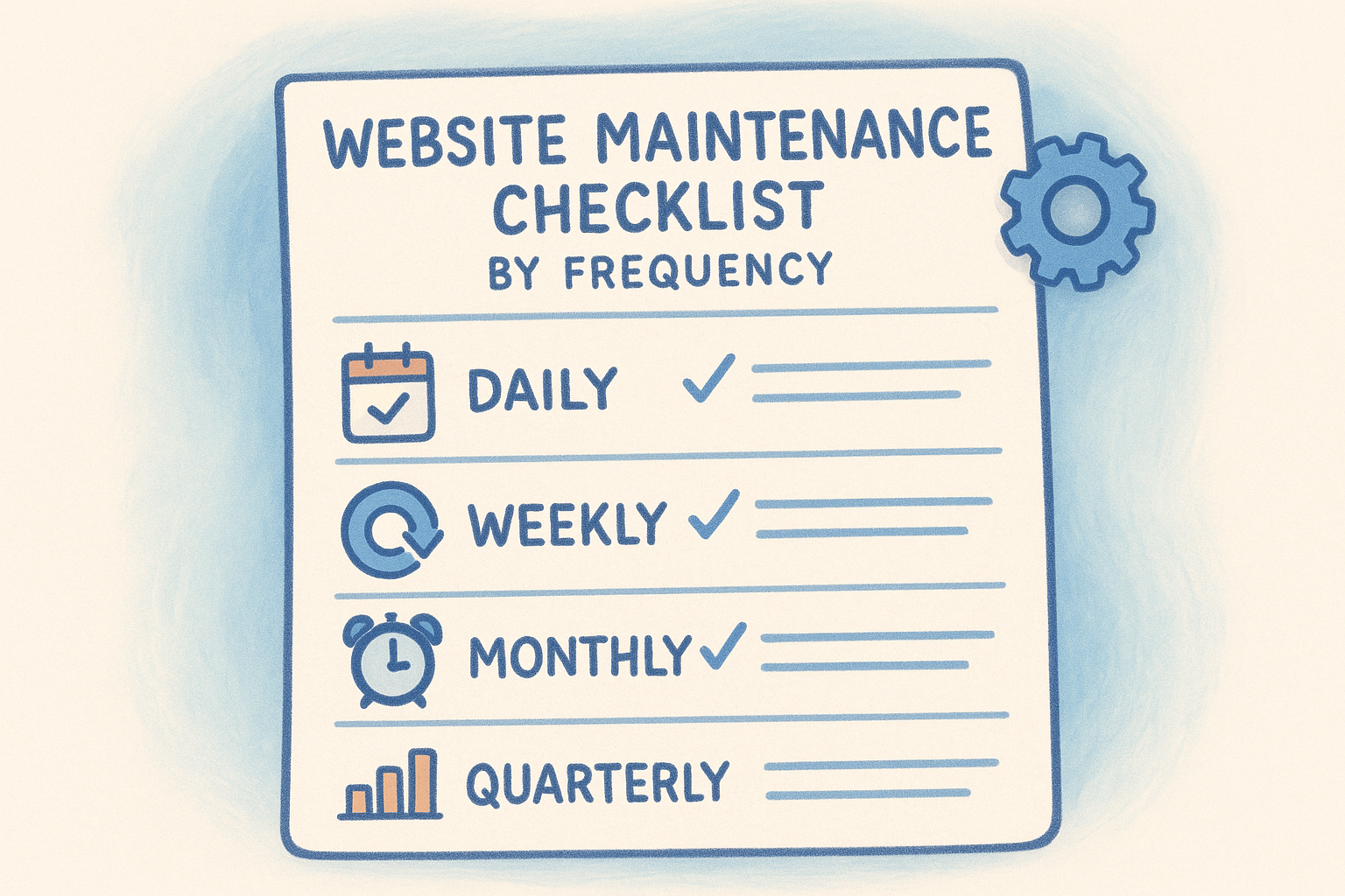 Website maintenance checklist by frequency