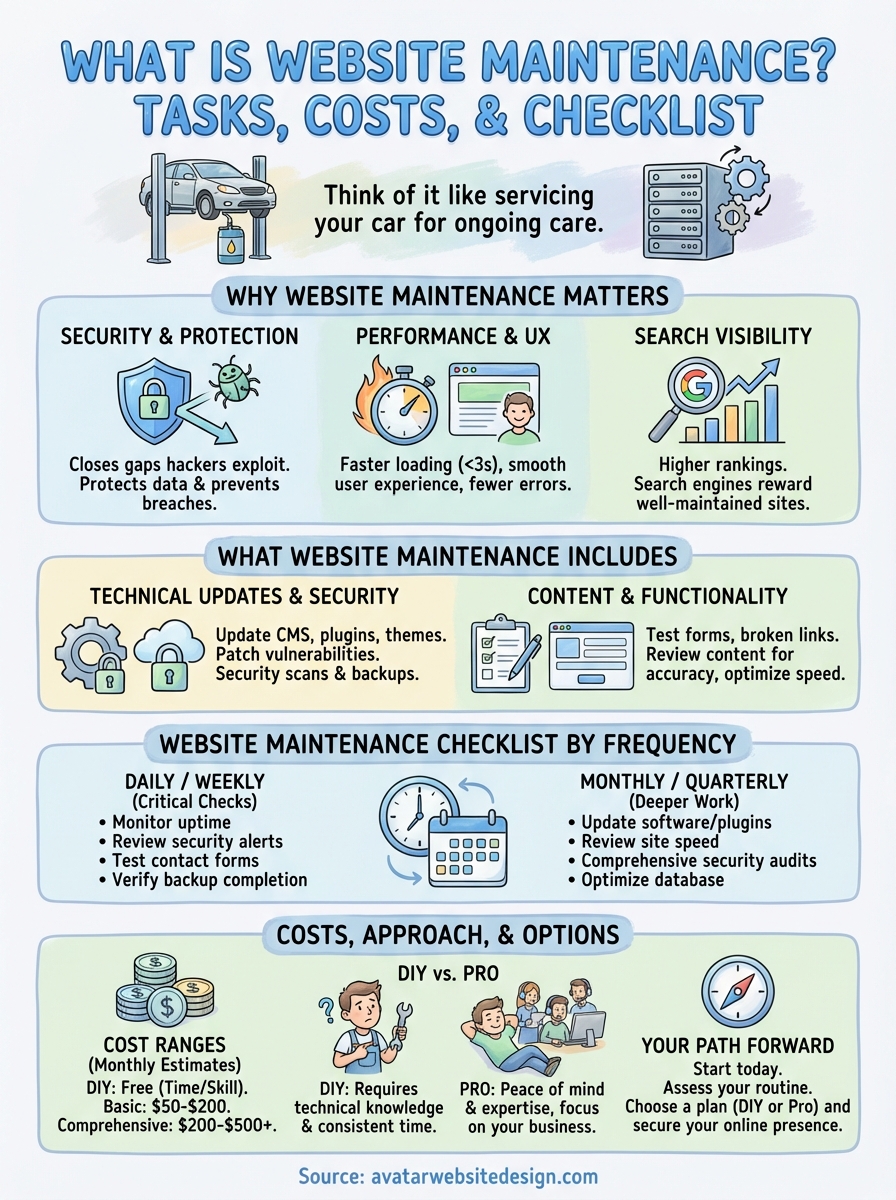 what is website maintenance infographic