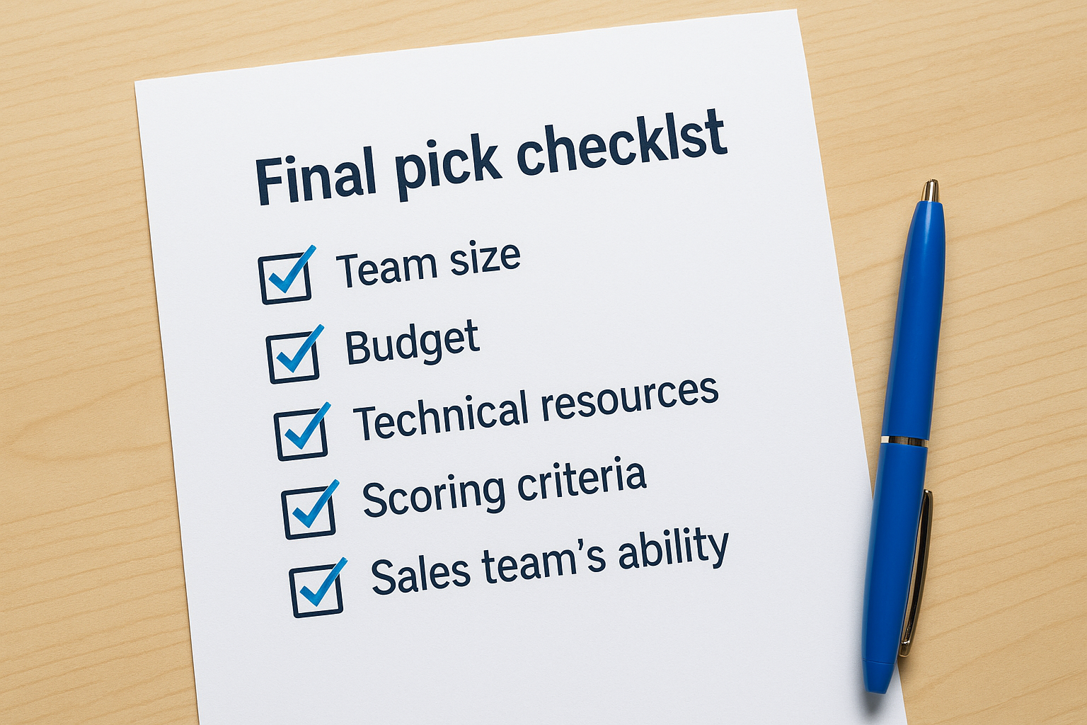Final pick checklist