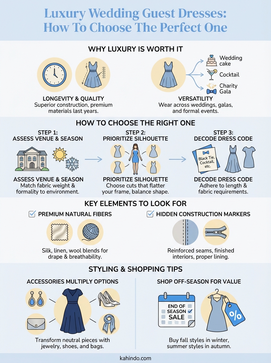 luxury wedding guest dresses infographic
