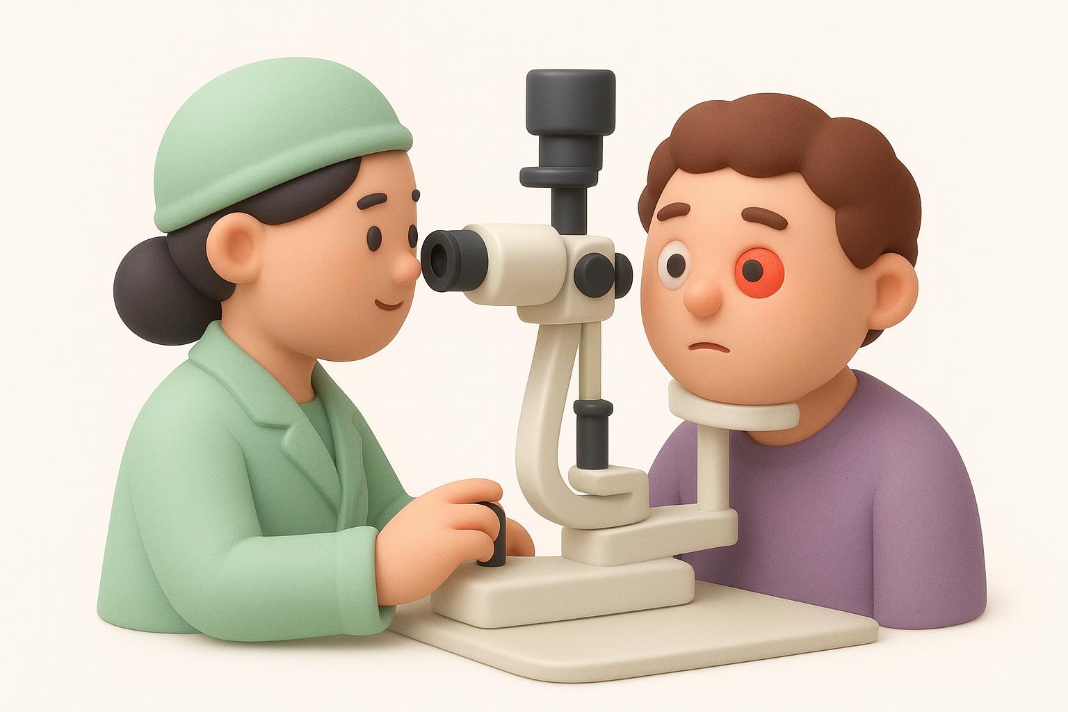 Visual examination with slit lamp microscopy