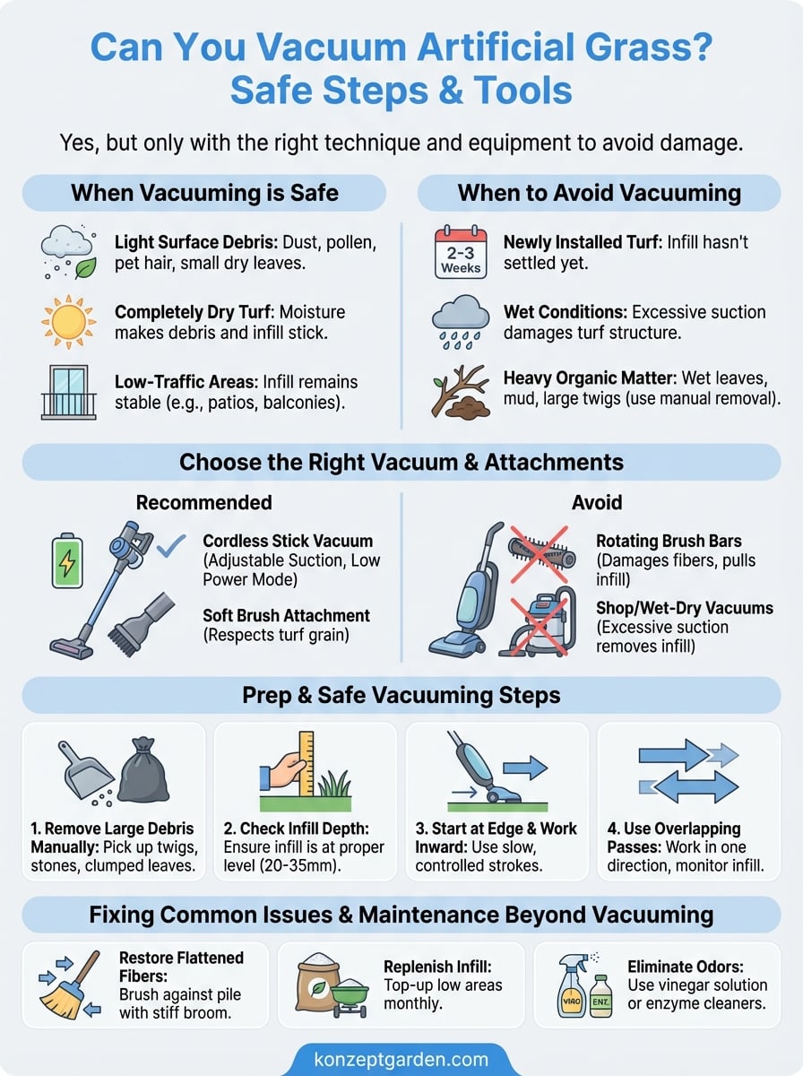 can you vacuum artificial grass infographic