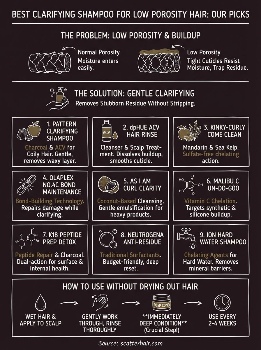 clarifying shampoo for low porosity hair infographic