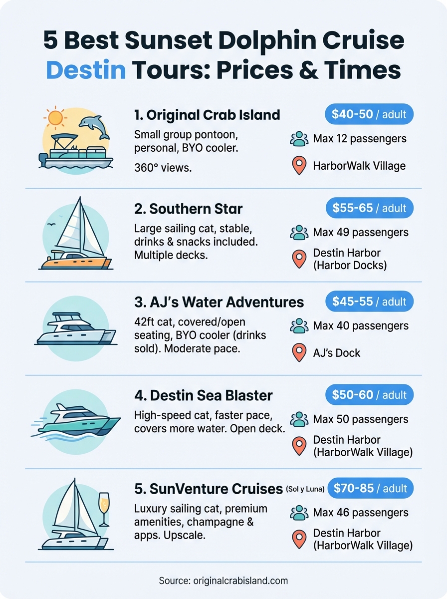 sunset dolphin cruise destin infographic