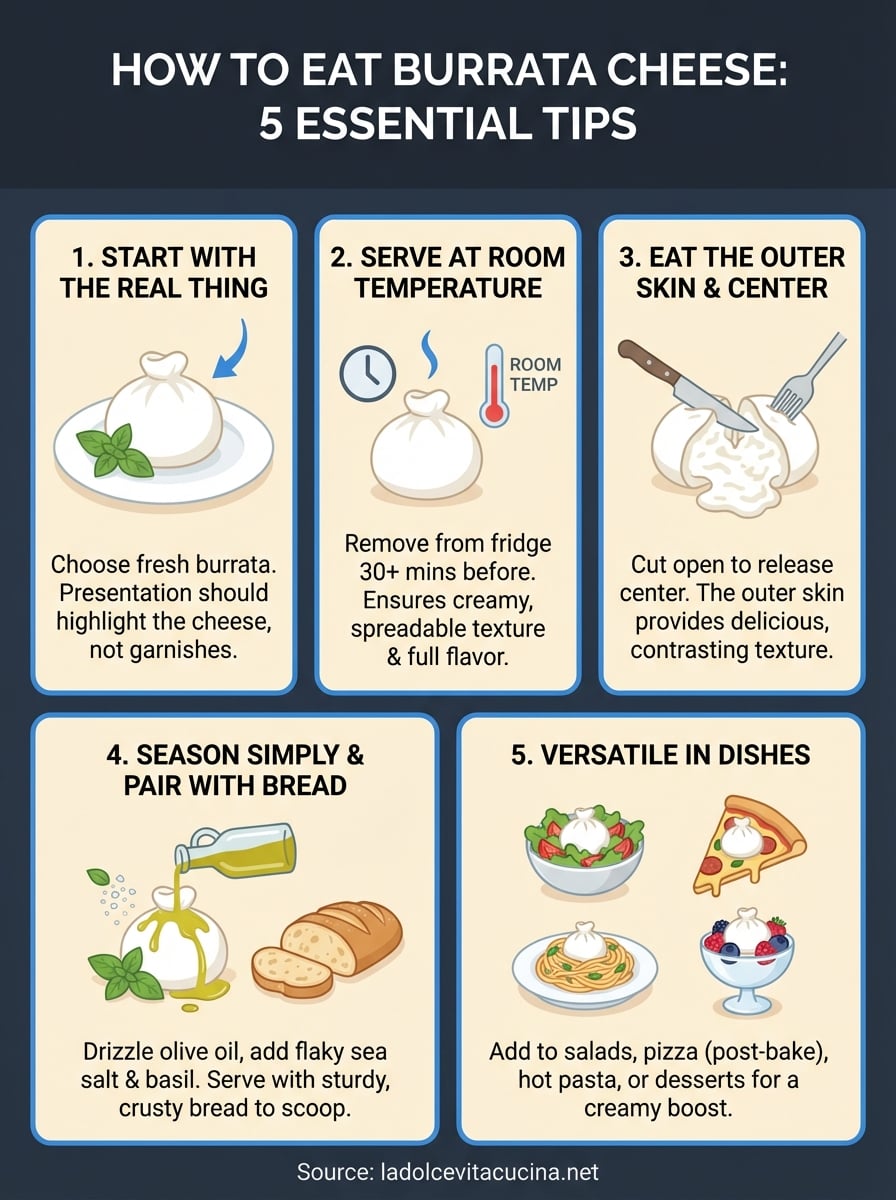 how to eat burrata cheese infographic