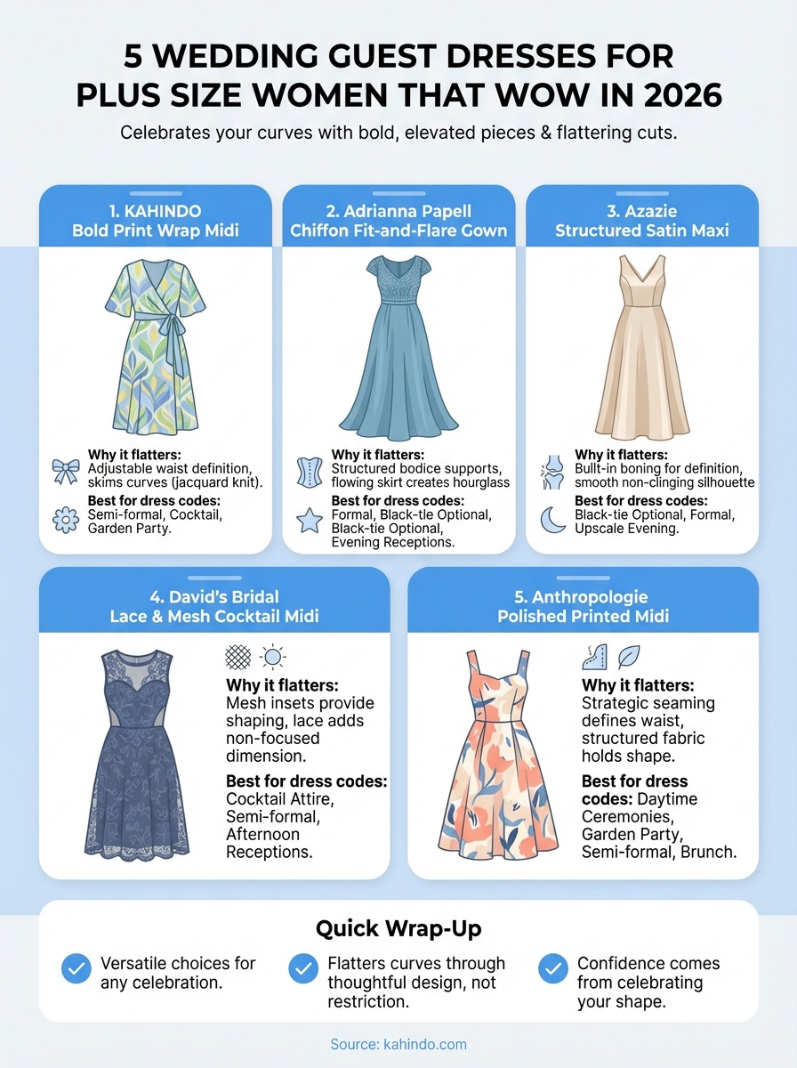 wedding guest dresses for plus size women infographic