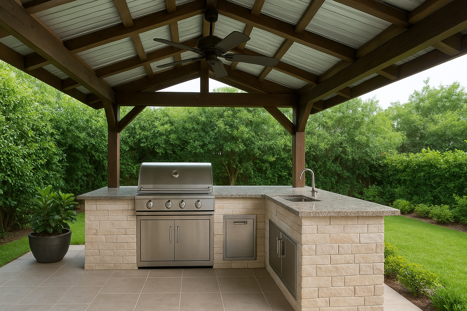 2. Put the kitchen under a covered patio