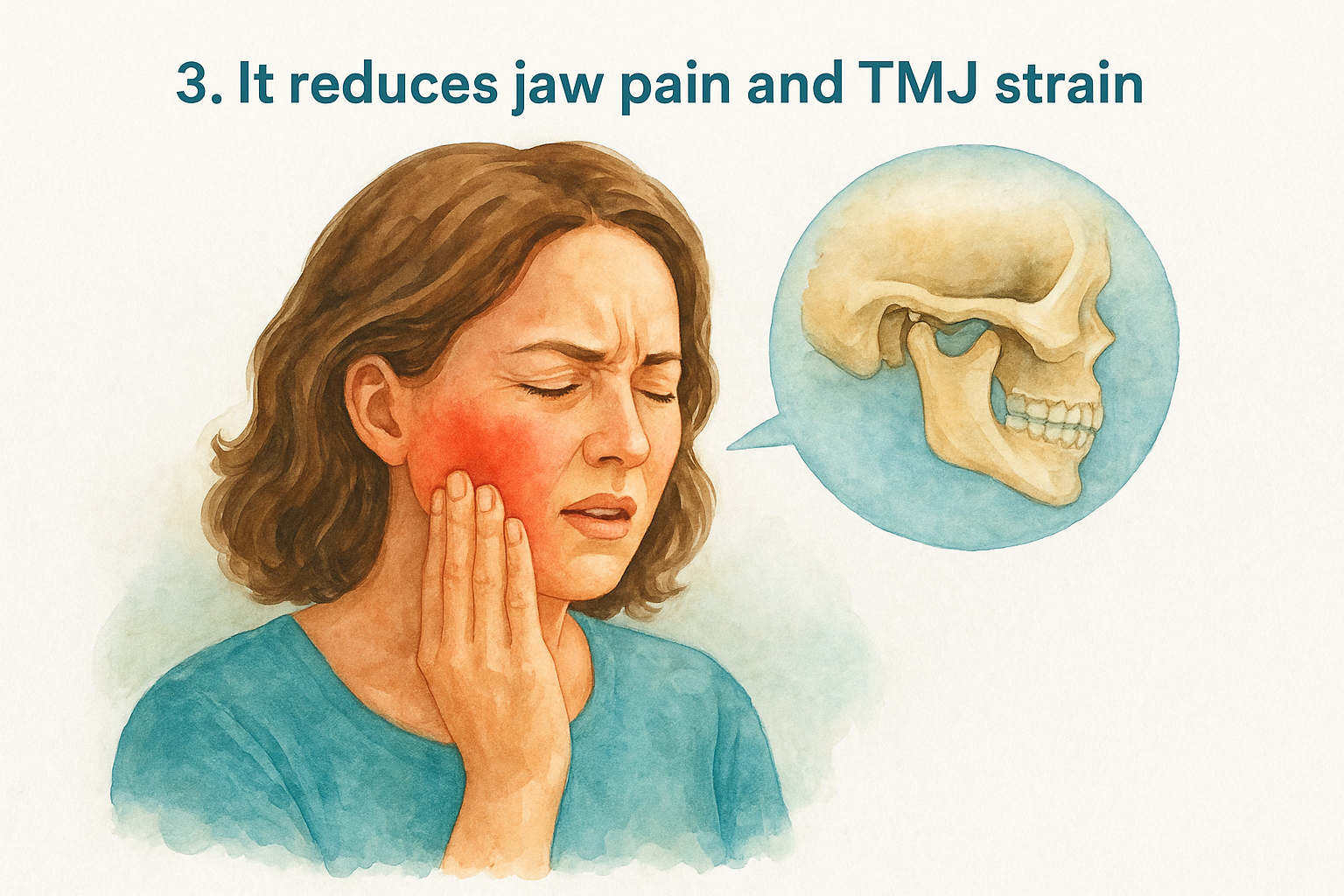 3. It reduces jaw pain and TMJ strain