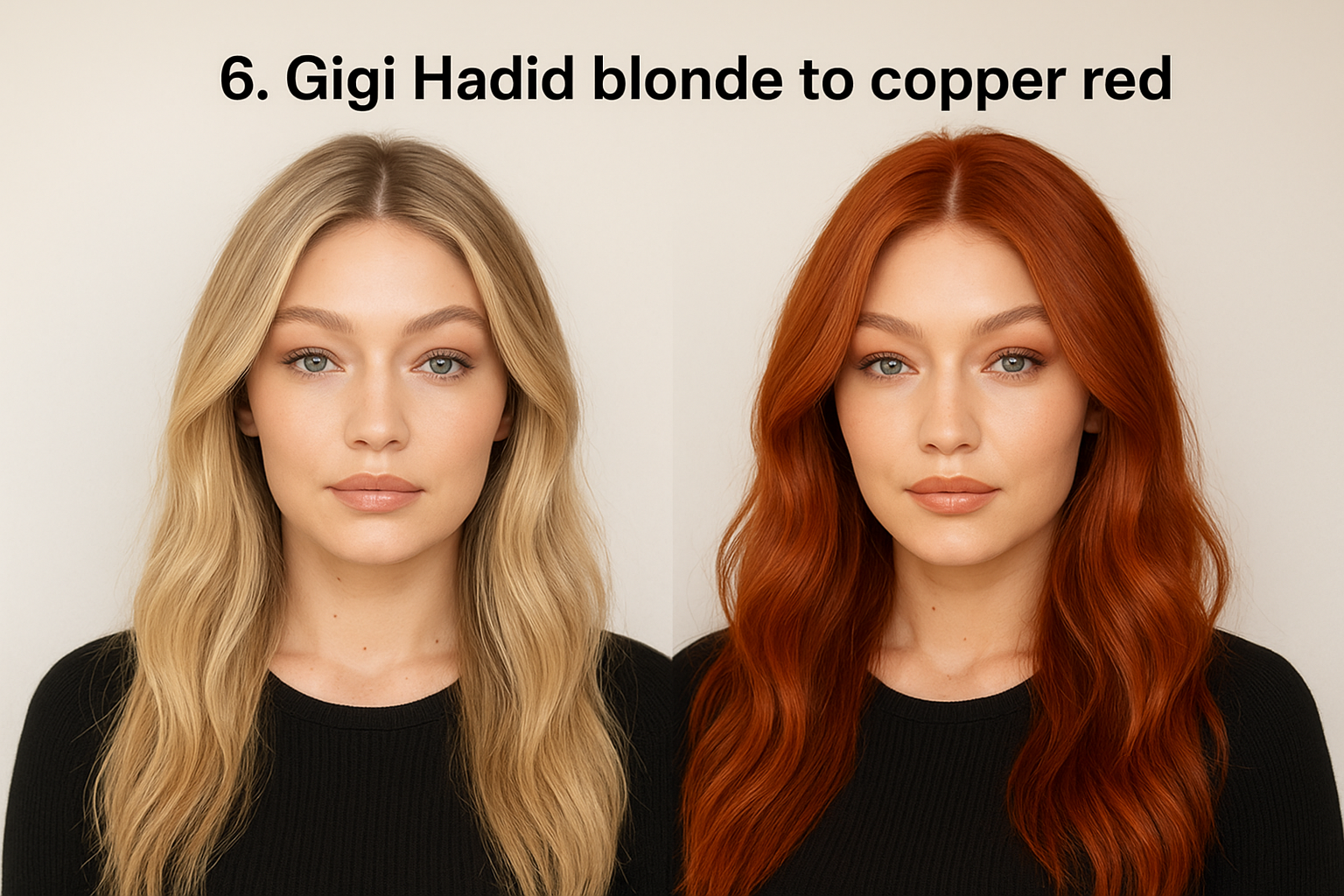 6. Gigi Hadid blonde to copper red