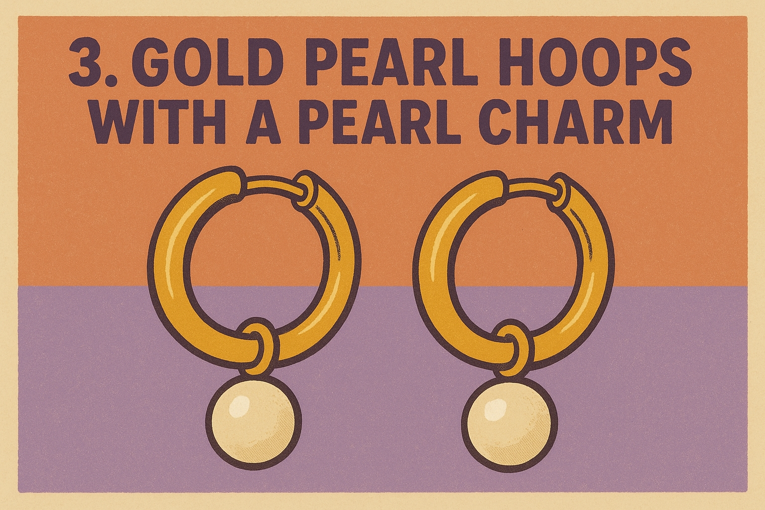3. Gold pearl hoops with a pearl charm