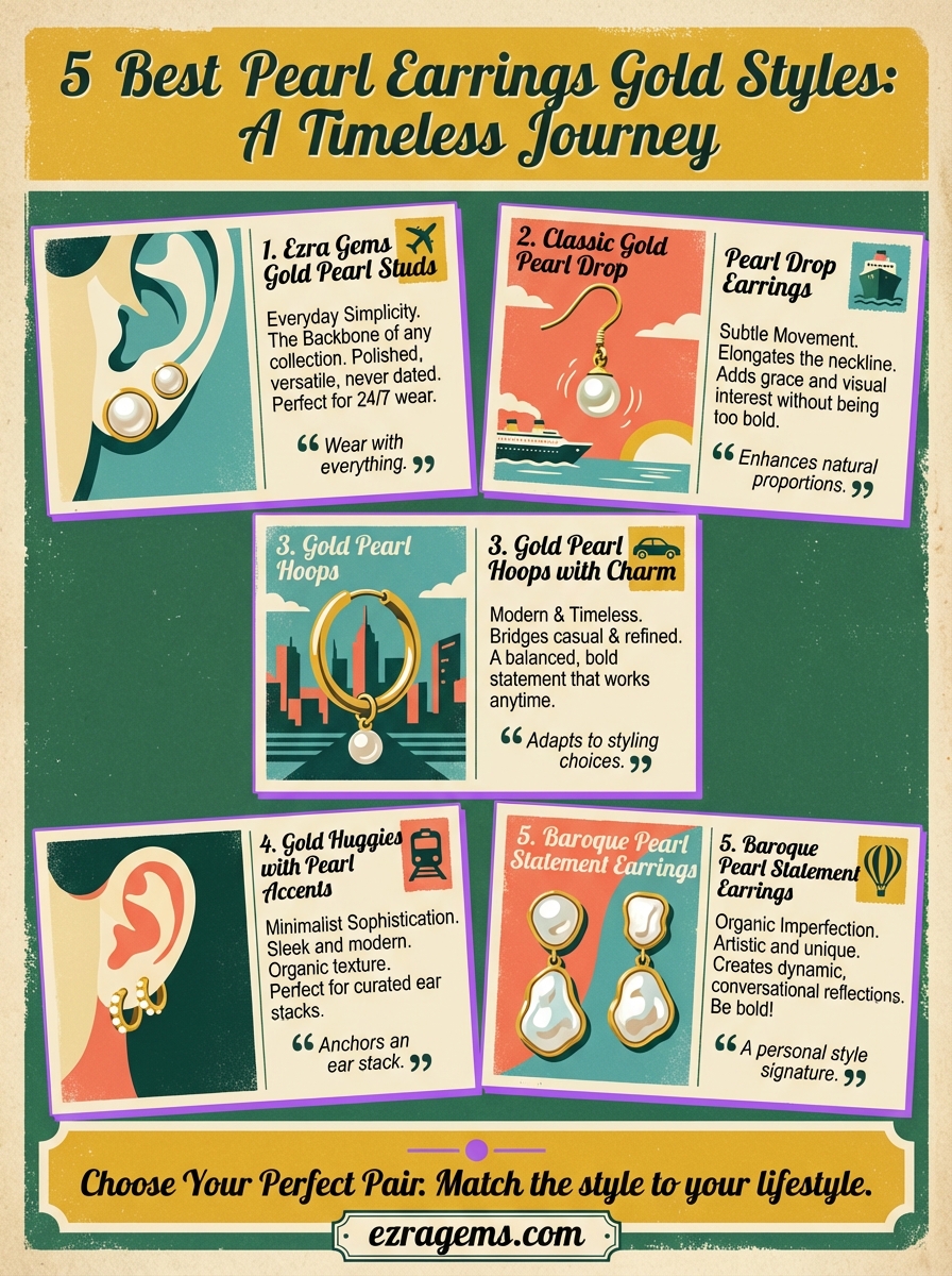 pearl earrings gold infographic