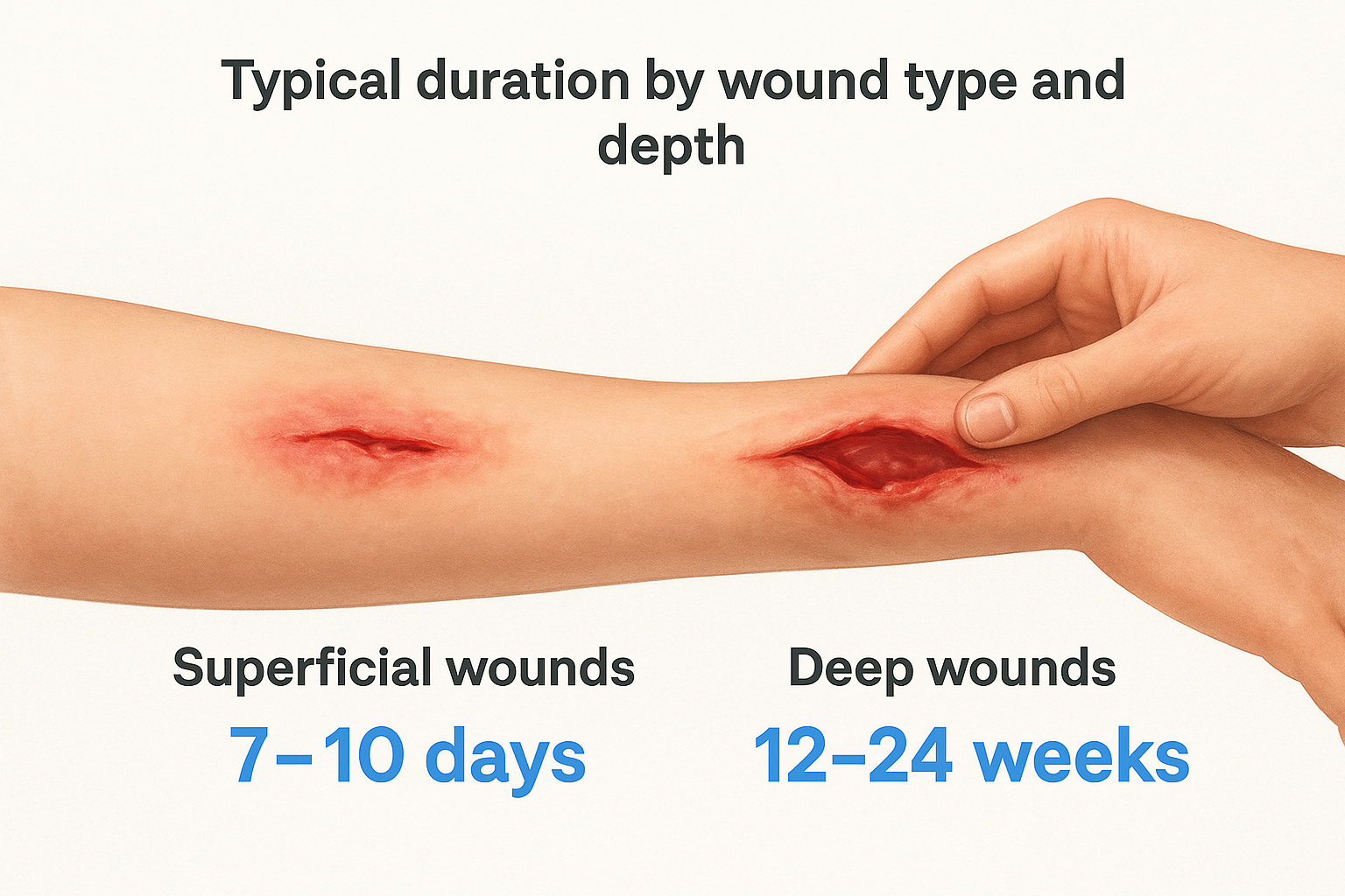 Typical duration by wound type and depth