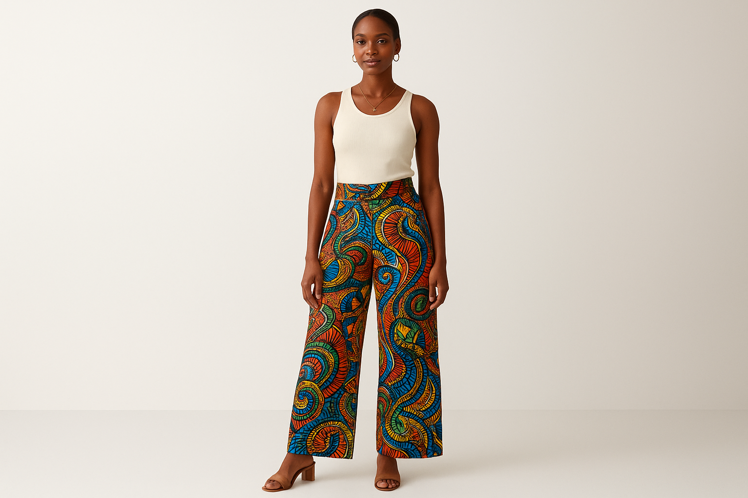 1. KAHINDO statement wide-leg pants with a simple top
