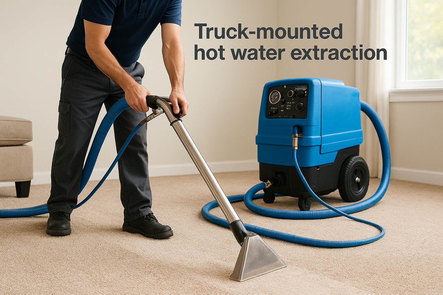 Truck-mounted hot water extraction