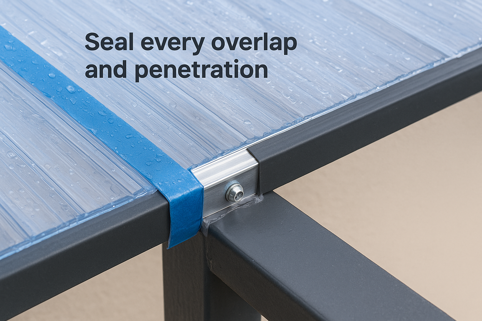 Seal every overlap and penetration