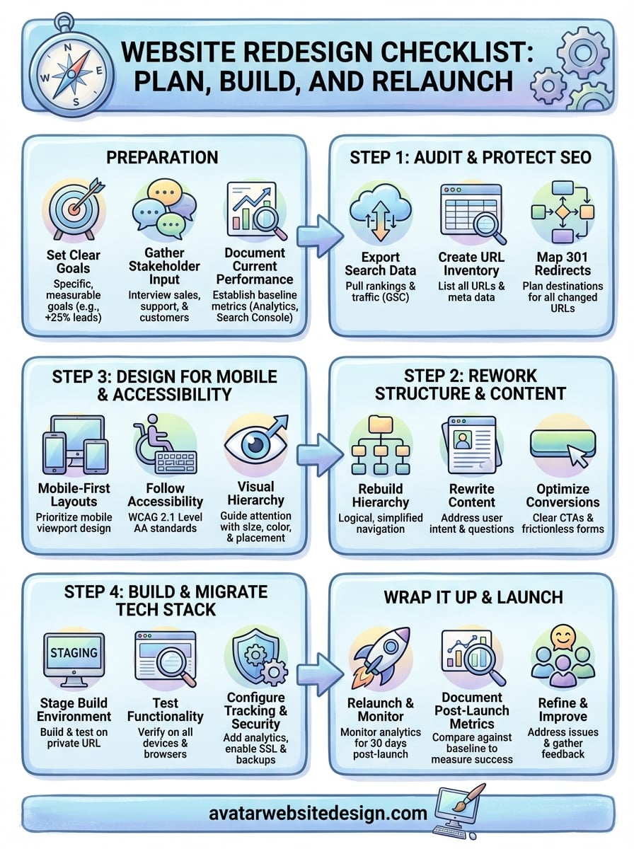 website redesign checklist infographic