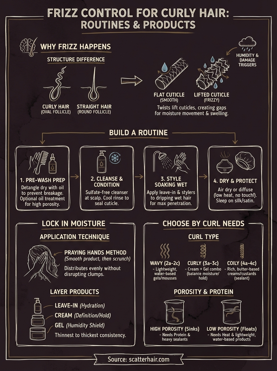 frizz control for curly hair infographic