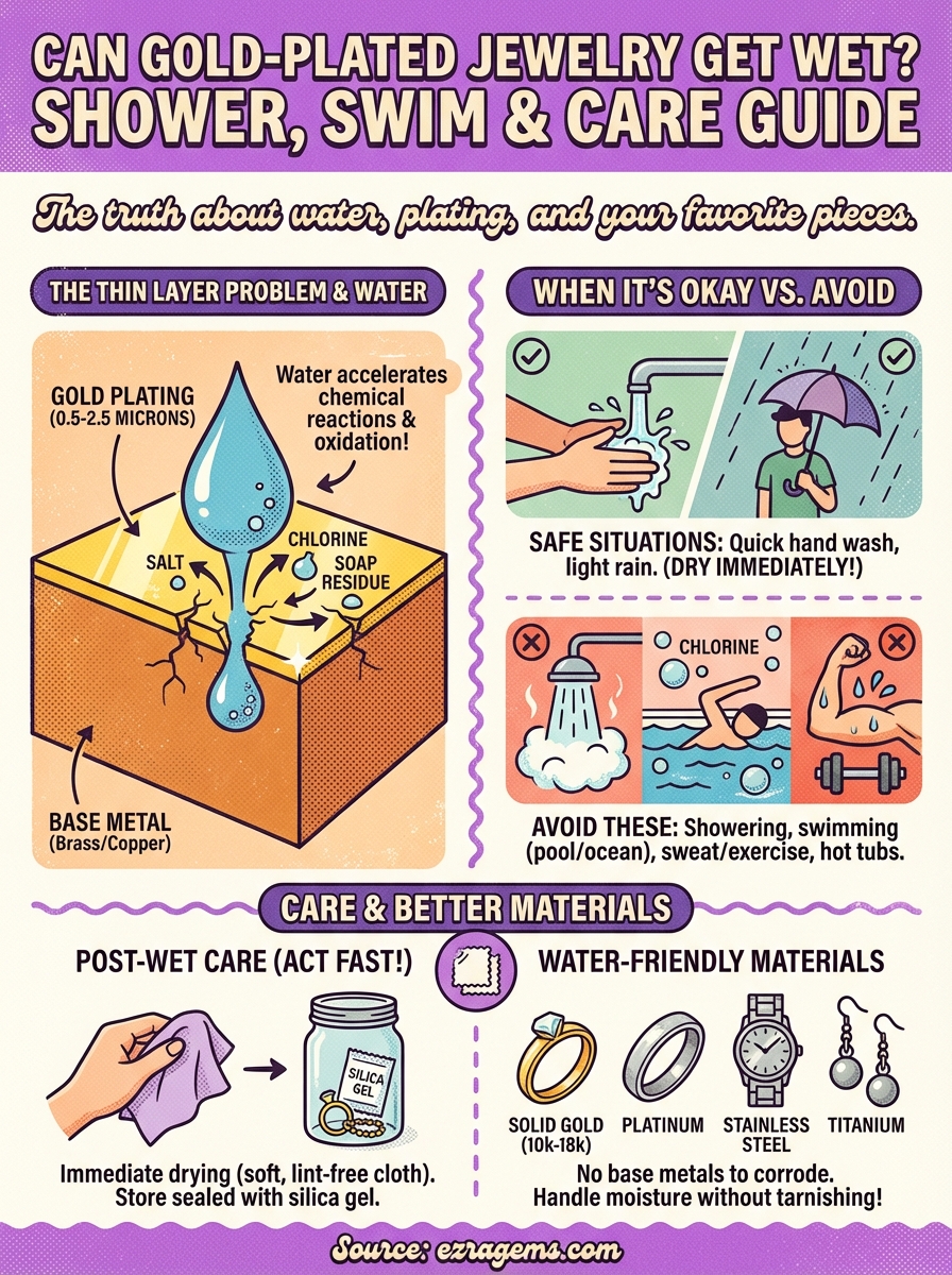 can gold plated jewelry get wet infographic