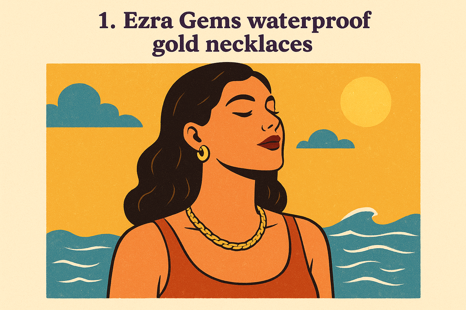 1. Ezra Gems waterproof gold necklaces