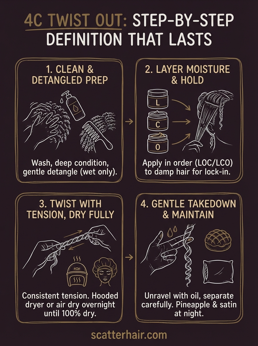 twist out on 4c hair infographic