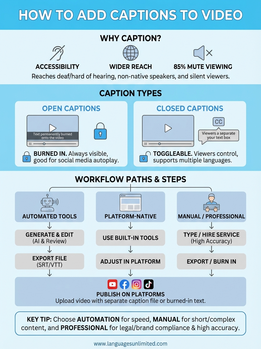 how to add captions to video infographic