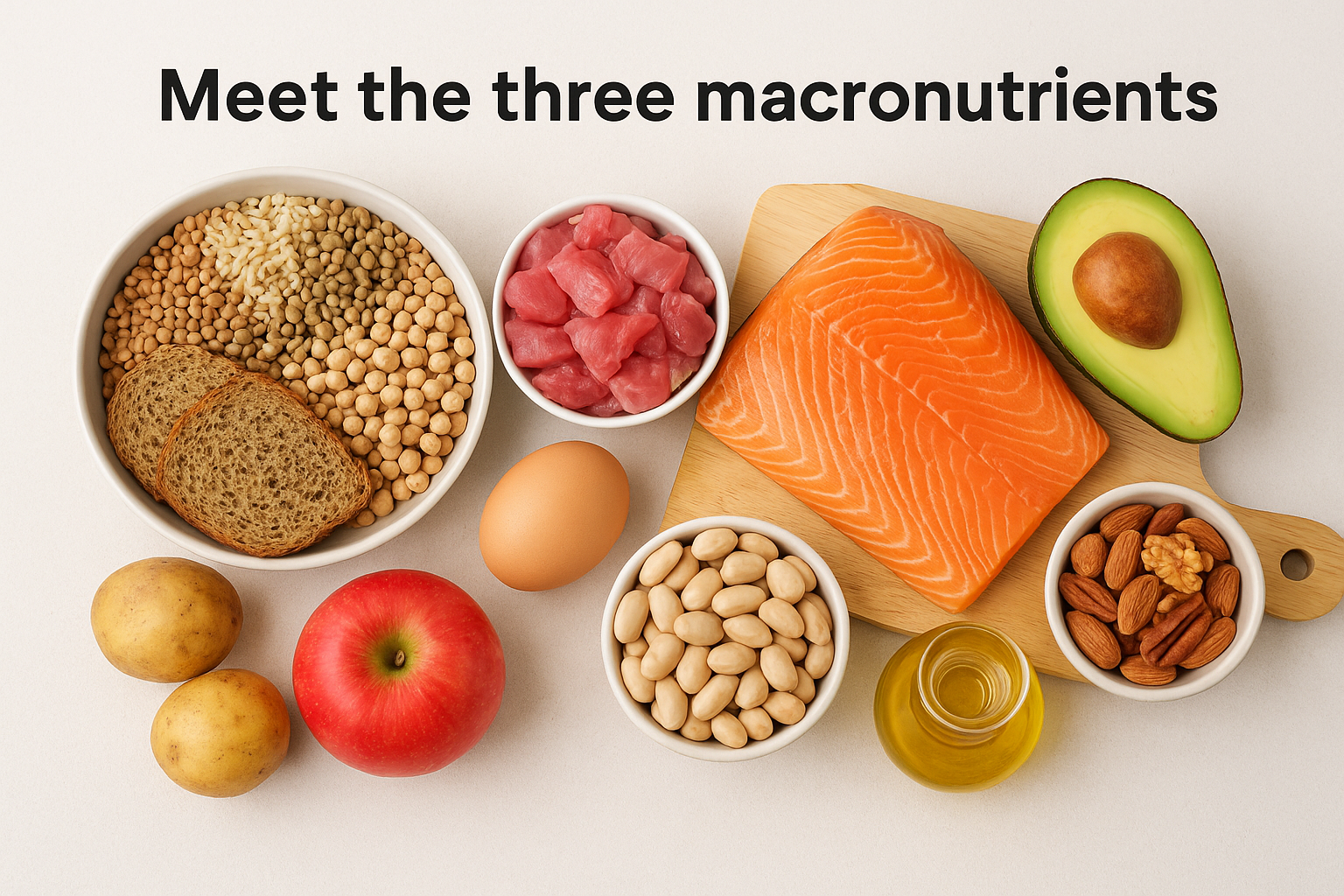 what are macronutrients diagram showing carbohydrates protein and fat food sources