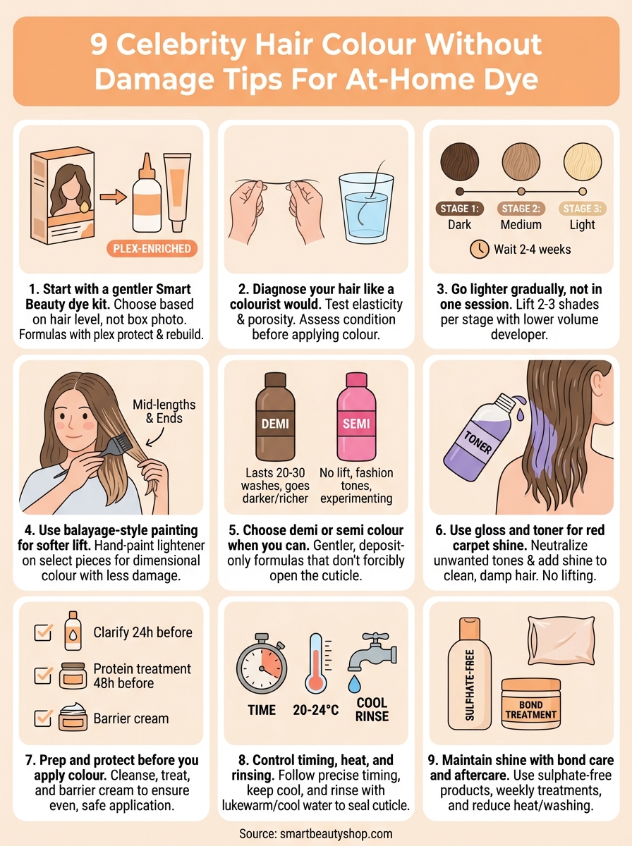 celebrity hair colour without damage infographic