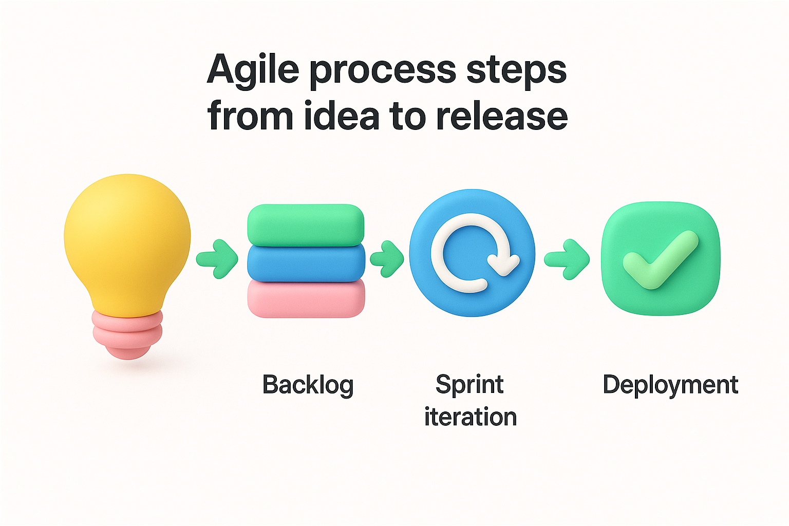 Agile process steps from idea to release