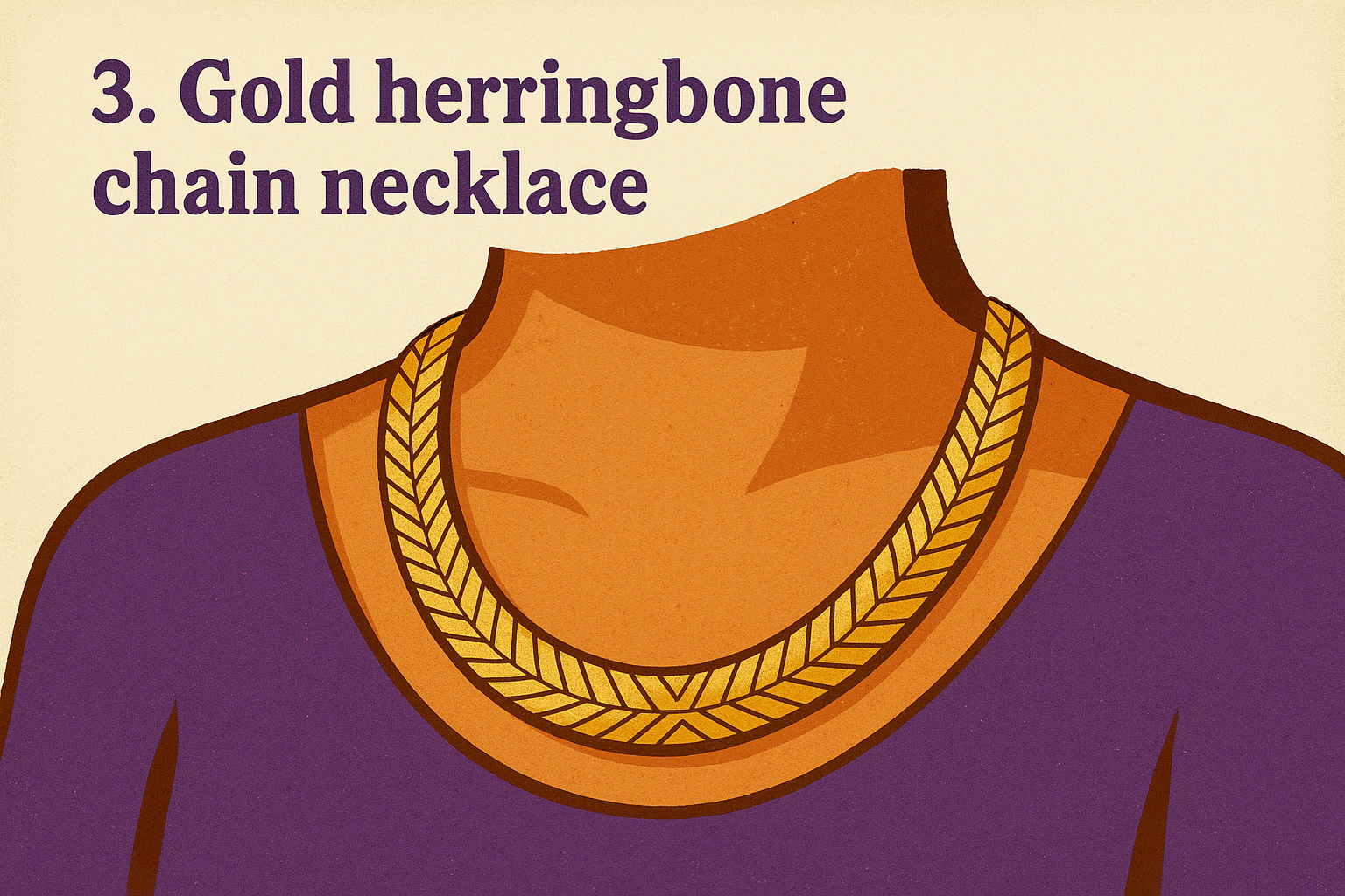 3. Gold herringbone chain necklace