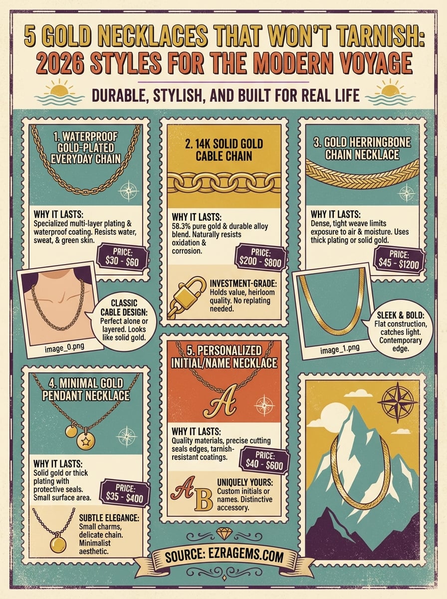 gold necklace women infographic