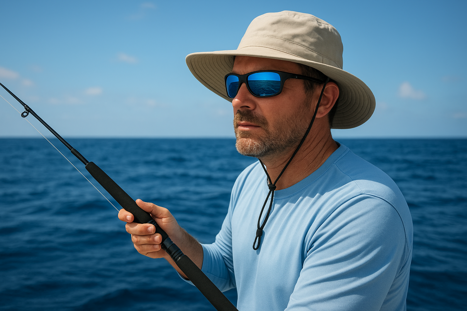 2. A hat and polarized sunglasses