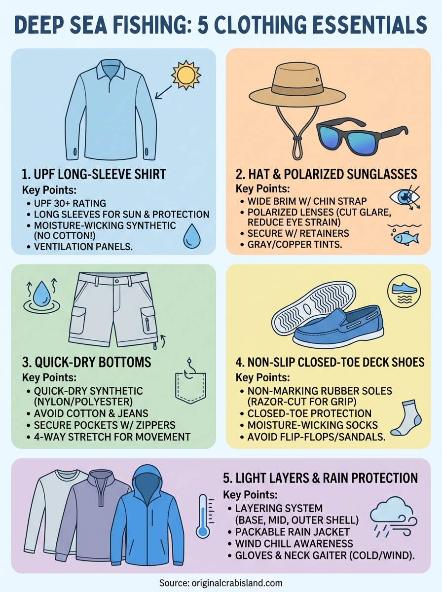 what to wear for deep sea fishing infographic