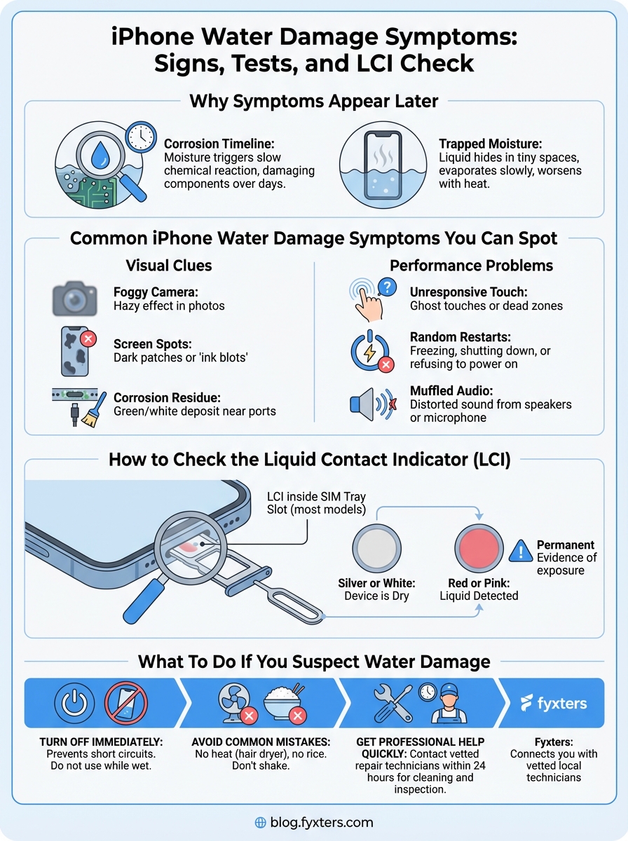 iphone water damage symptoms infographic
