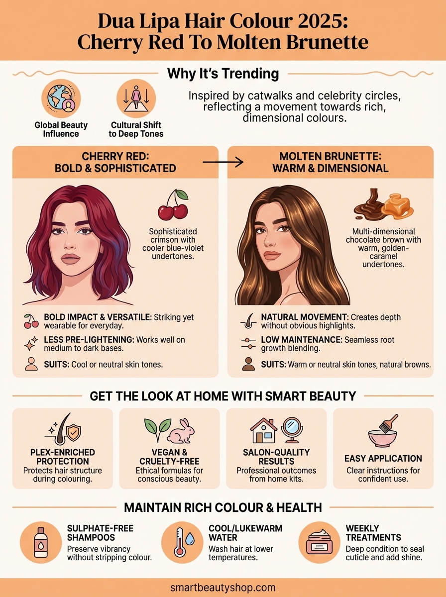 dua lipa hair colour 2025 infographic