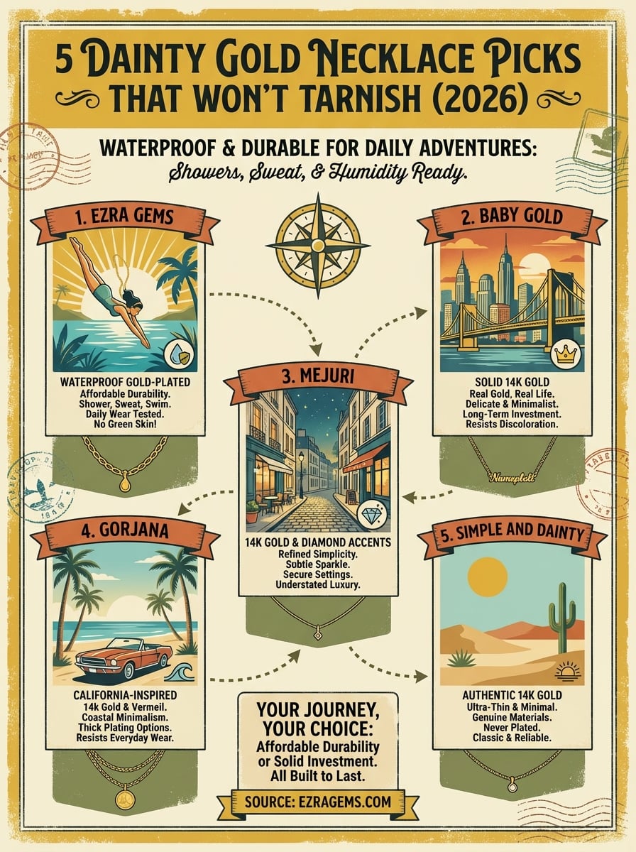 dainty gold necklace infographic