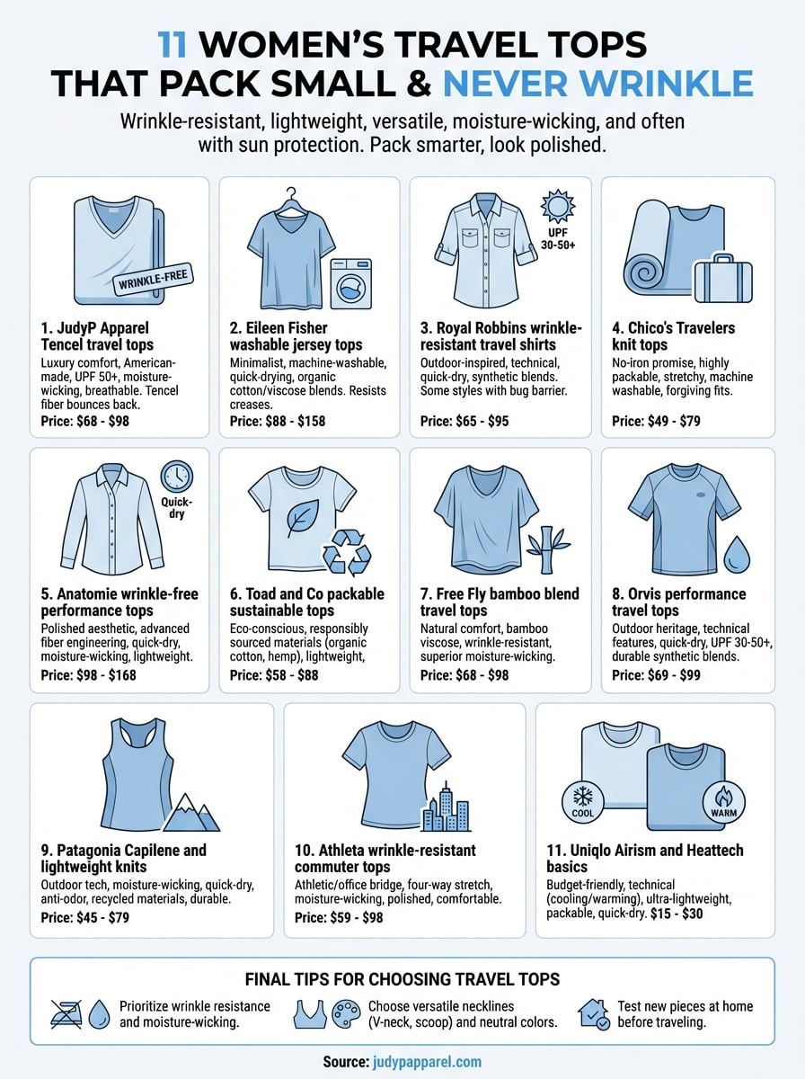 women’s travel tops infographic