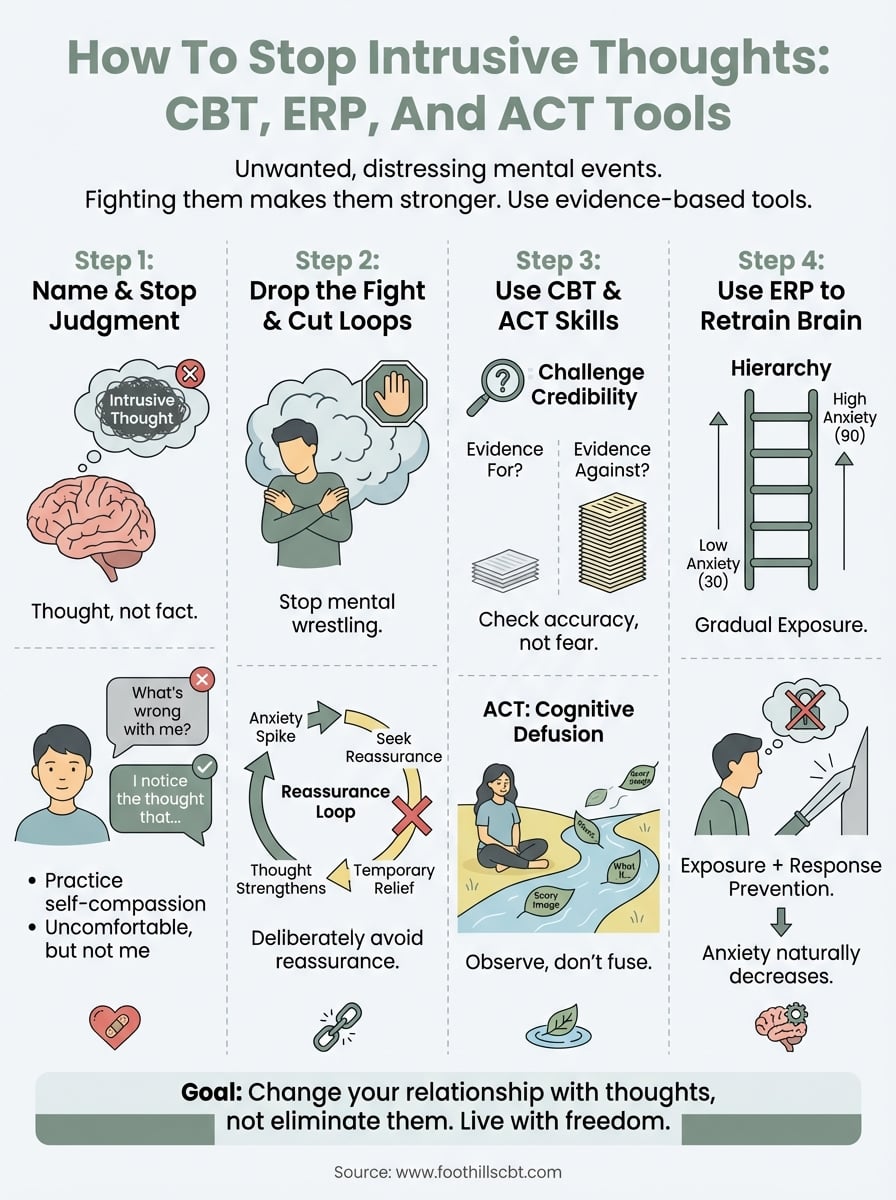 how to stop intrusive thoughts infographic