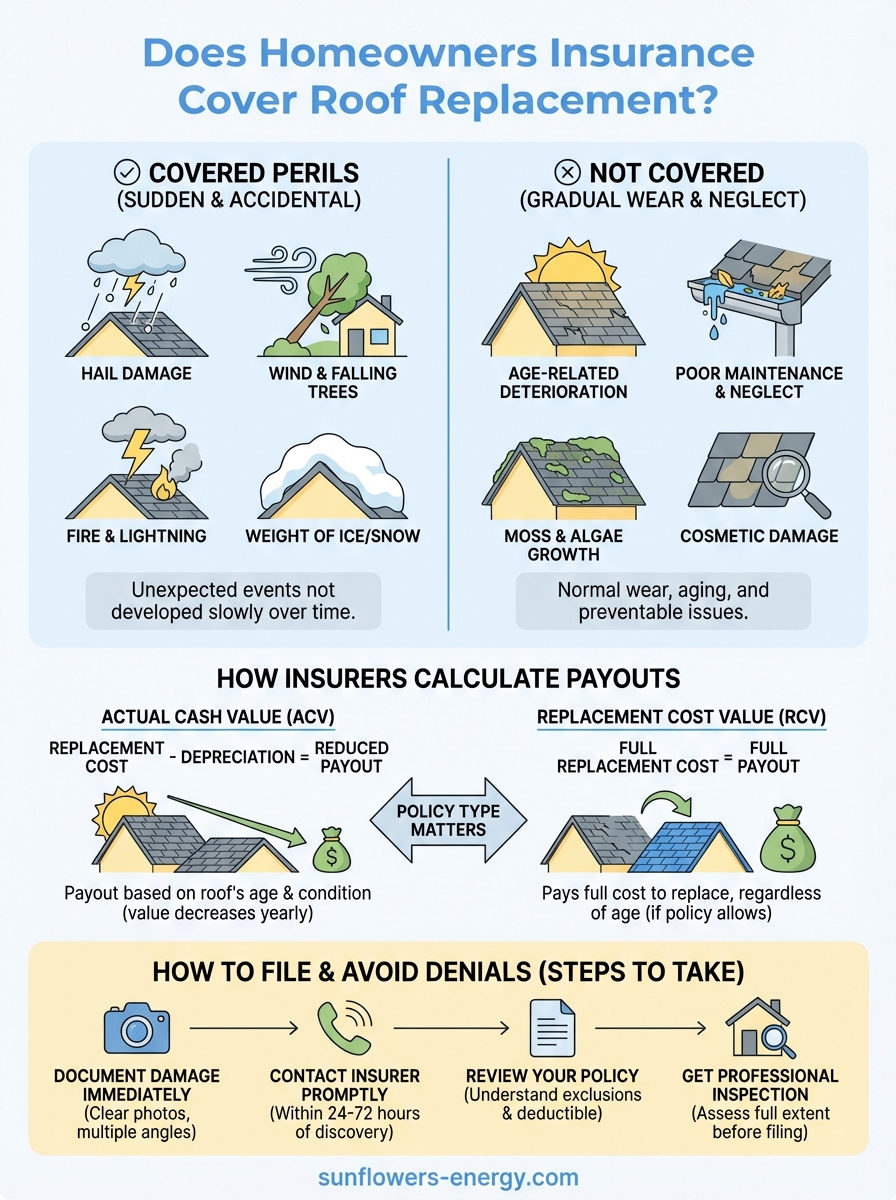 does homeowners insurance cover roof replacement infographic