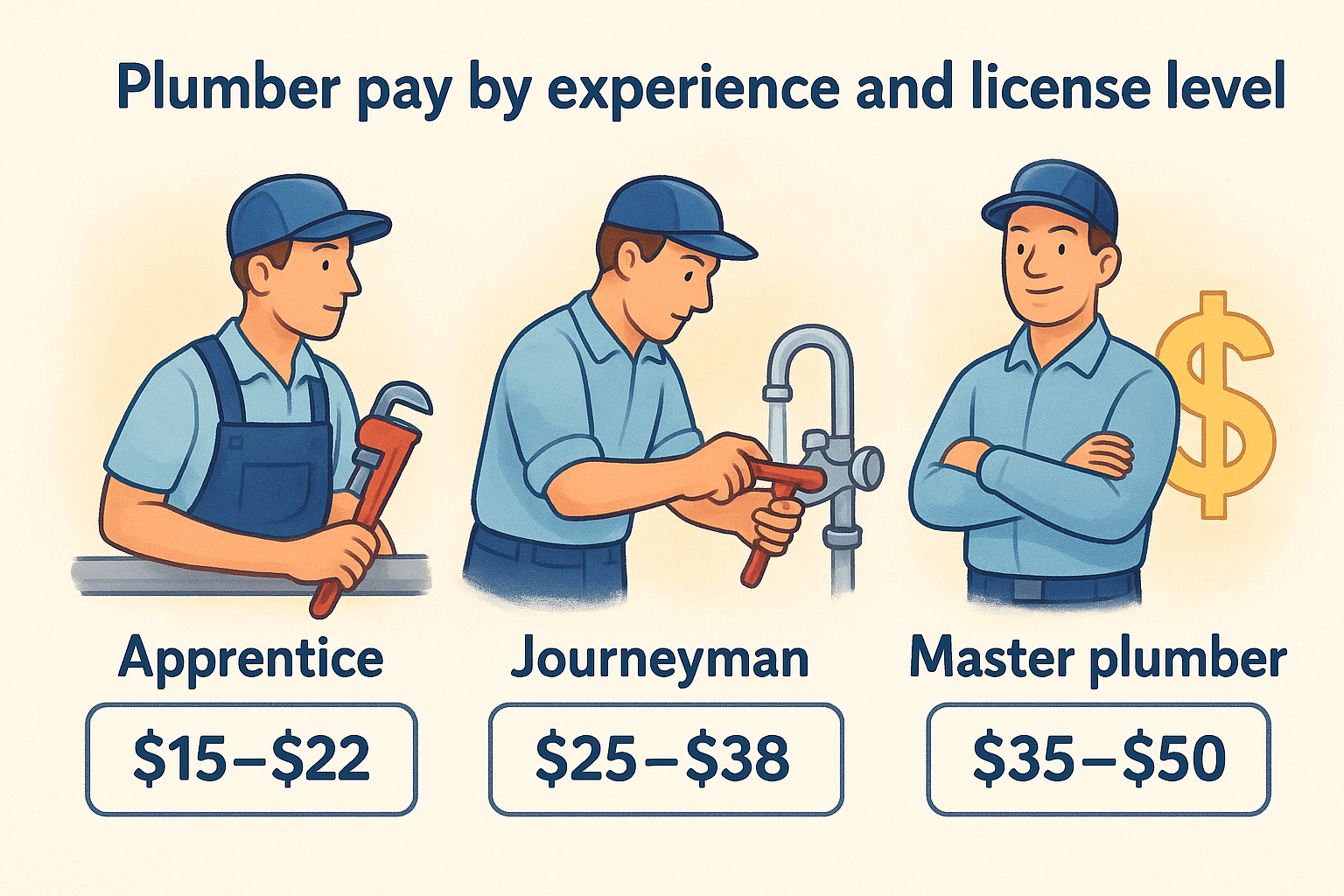 Plumber pay by experience and license level