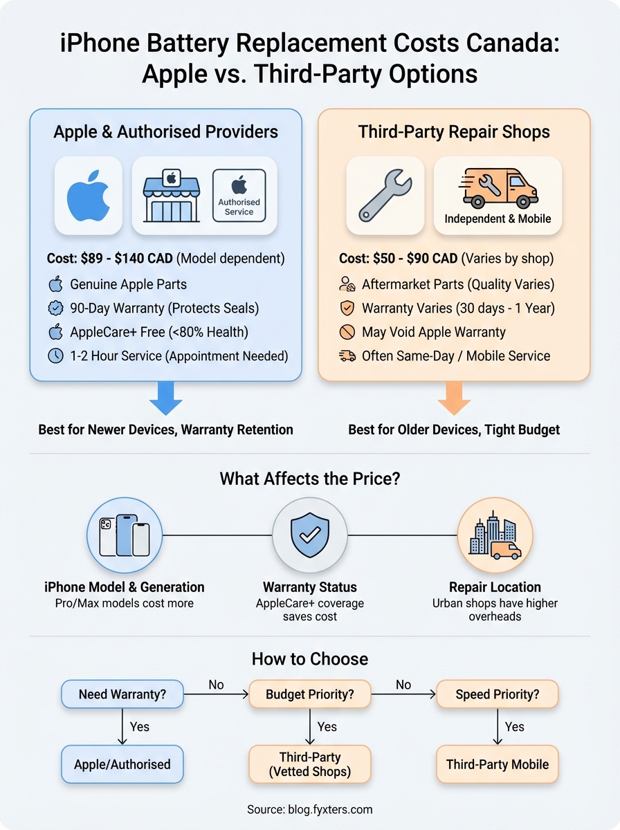 iphone battery replacement cost canada infographic