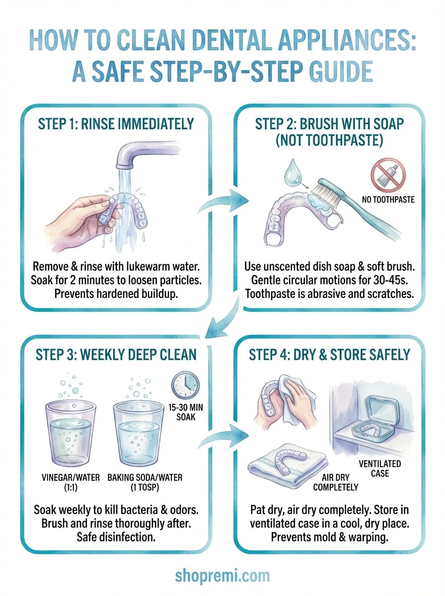 how to clean dental appliances infographic
