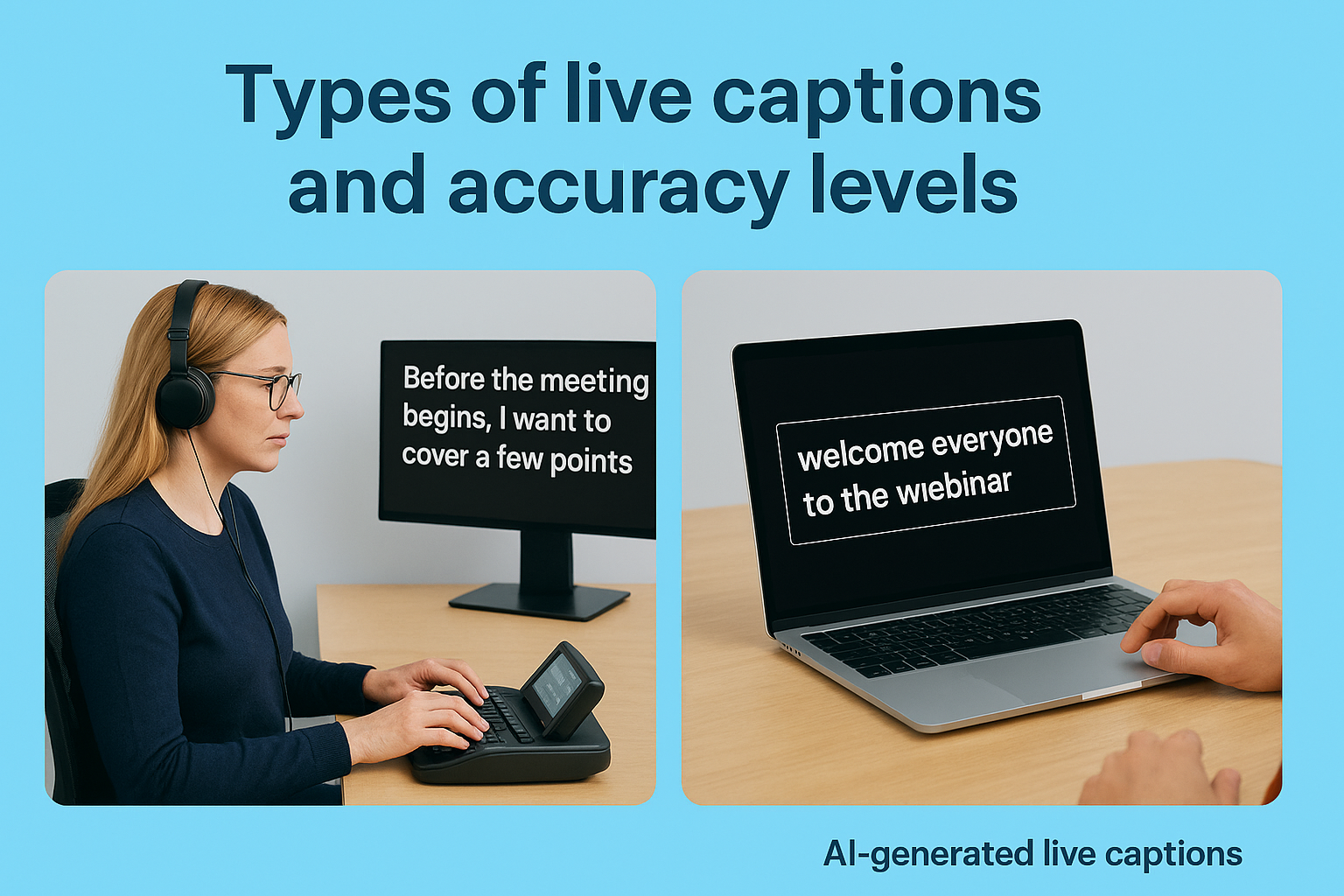 Types of live captions and accuracy levels