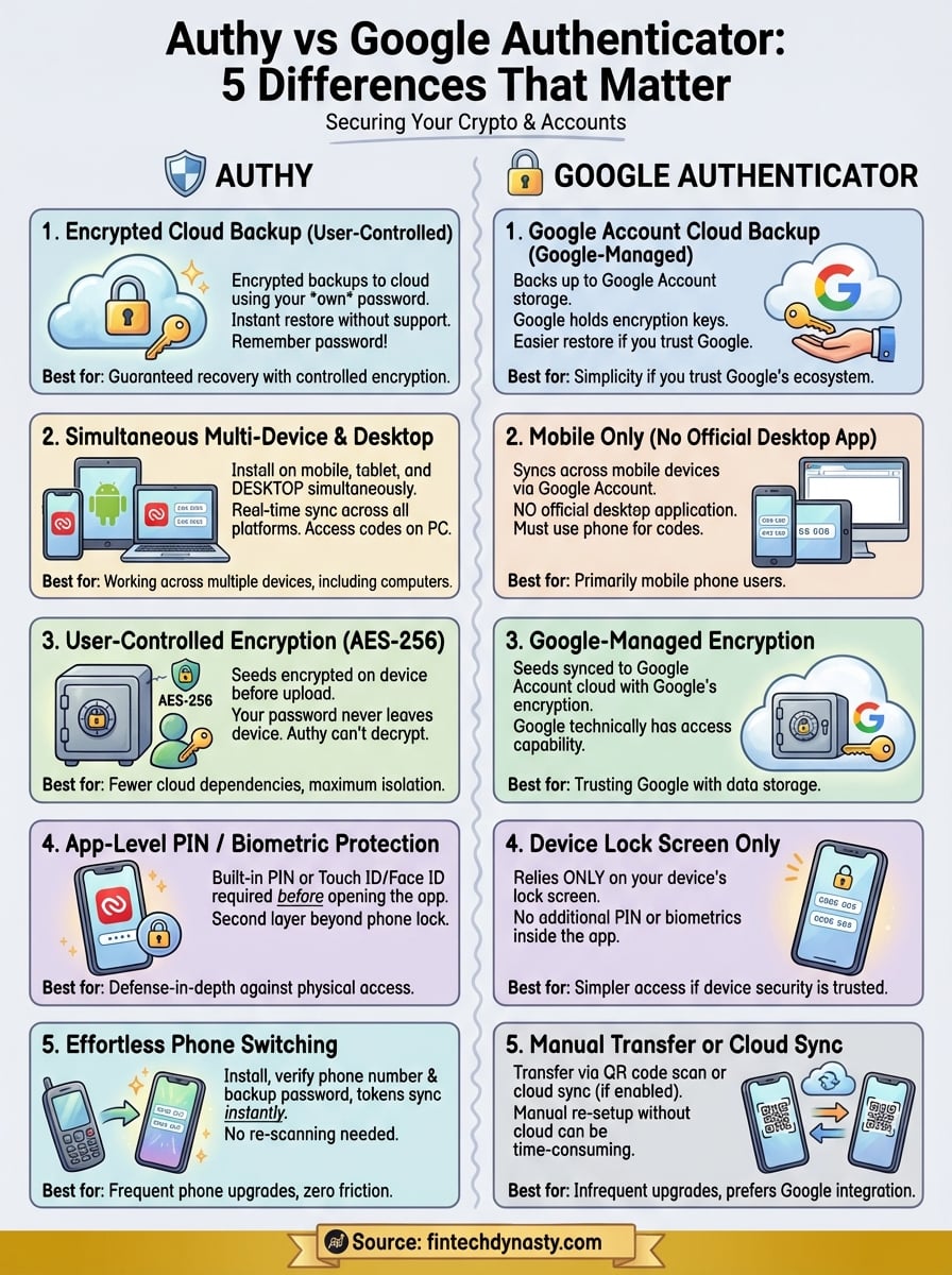 authy vs google authenticator infographic