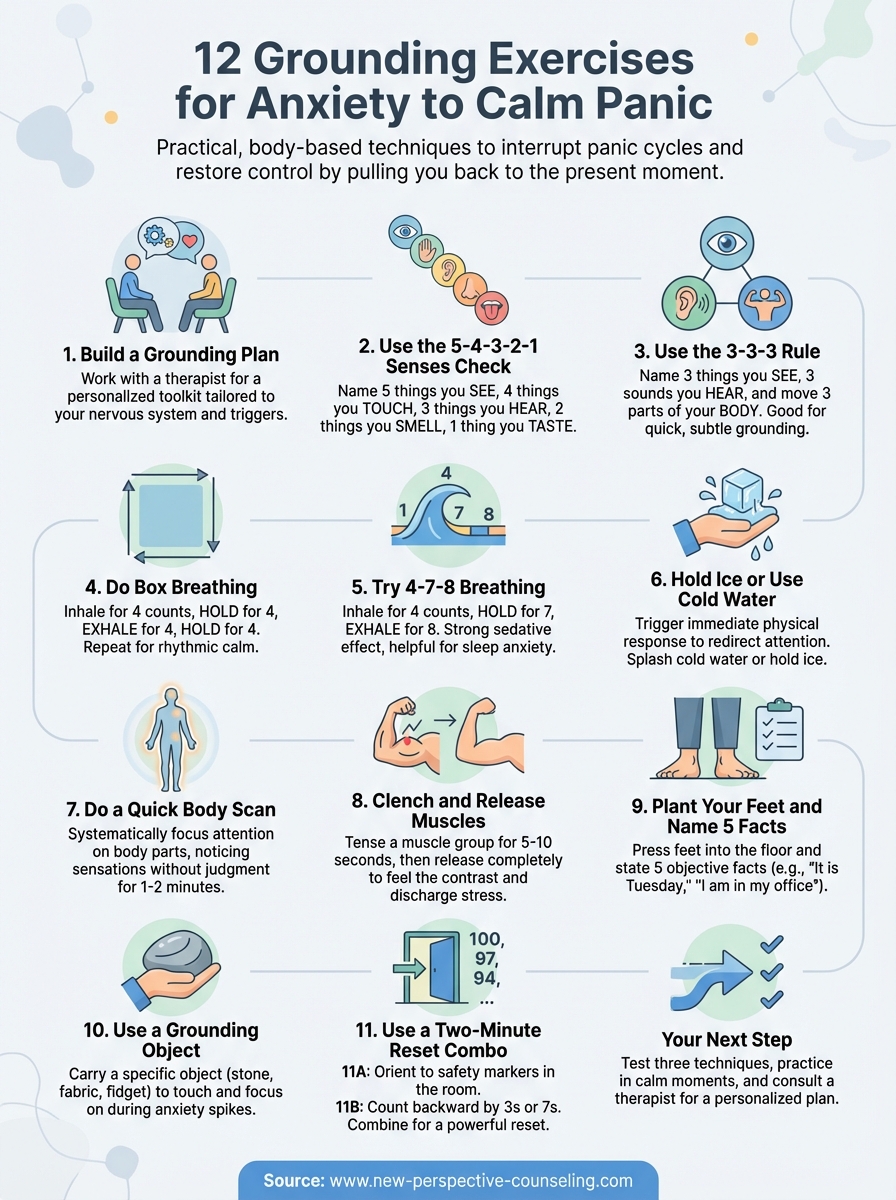 grounding exercises for anxiety infographic