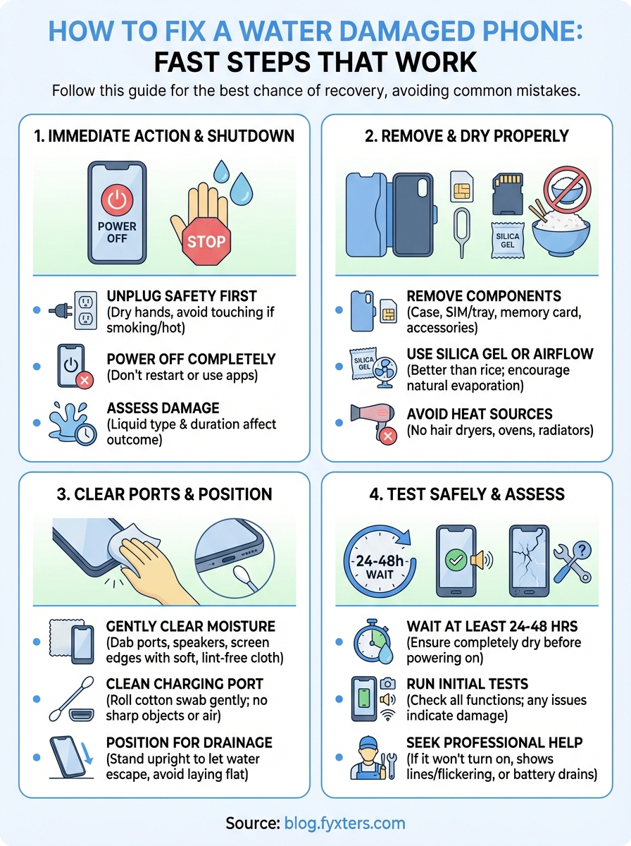 how to fix water damaged phone infographic